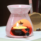 Purple Ceramic Essential Oil Burner Tealight Candle Holder Decorative Aroma Diffuser - color: Purple