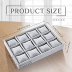 Henoyso 2 Pieces 12 Grid Velvet Watch Tray Jewelry Organizer Stackable Watch Bracelet Bangle Display Holder Adjustable Pillow (Gray) - color: Gray, size: 12 Grid