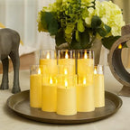 Homemory Ivory Flickering Flameless Candles, Battery Operated Acrylic LED Pillar Candles with Remote Control and Timer, Set of 9 - color: Ivory, 9Pack