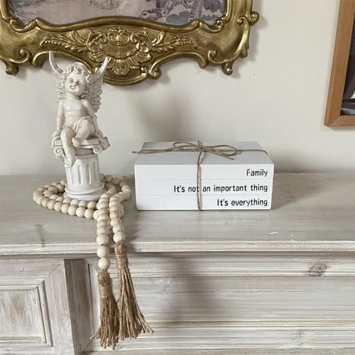 Decorative Books for Home Decor, White Faux Books for Decoration, Rustic Farmhouse Stacked Display Books (Family) - style: Family