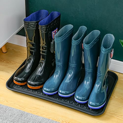 Boot Tray for Entryway,Hard Plastic Boot Mat,Shoe Tray,Shoe Mat for Indoor and Outdoor Use (Black dot (Hard Plastic) 2Pcs, 29.5X14.9 inch) - color: Black Dot (Hard Plastic) 2pcs, size: 29" x 14" x 1.2"