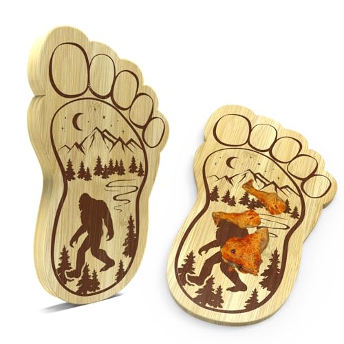 Sasquatch Charcuterie Board, 12.6" X 7.6" Unique Bigfoot Gifts, Footprint Cheese Board & Serving Tray For Anniversary Birthday Party Christmas Wedding Gifts, Mom, Big Foot Party Decor