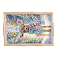 DIY Diamond Art Tray Wooden Pallet kits, Scarf Hat Pretty Deer 5D Cartoon Handle Craft Painting kit, suitable for home, party, bar, Christmas, also can be used as a gift for relatives and friends - color: Fawn