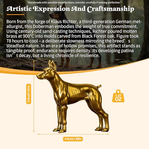 CHOVY 100% Solid Brass Standing Doberman Retro Desktop Decor Collectible Figurine - Oddities and Curiosities Desk Ornament for Office Home Art Decor and Scene Decoration Gift - color: Doberman Pinscher