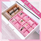 Henoyso 2 Pieces 12 Grid Velvet Watch Tray Jewelry Organizer Stackable Watch Bracelet Bangle Display Holder Adjustable Pillow(Pink) - color: Pink, size: 12 Grid