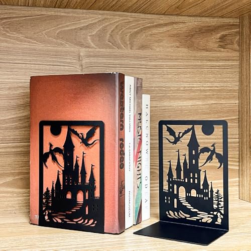 Book Ends, Bookends, Book Ends for Shelves, 1 Pair Non Skid Metal Book Divider Decorative Holder, Abstract Art Desgin Book Stopper Supports for Office, Home (Dragon B) - color: Dragon B