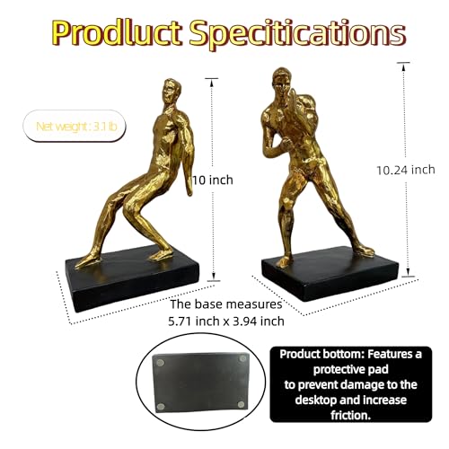 Golden Abstract Figure Sculpture Book Ends Decorative Bookends for Shelves, Modern Artistic Bookends for Bookshelf Decor, Home Office Book Stoppers - color: Abstract Figure-gold