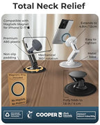 COOPER Mag360, Desktop MagSafe Stand for iPhone 17 Pro Max (16/15/14/13/12), Magnetic Phone Holder for Desk, 360° Rotating, Height Adjustable, Magnetic Phone Stand for Desk, with Metal Ring (White) - color: Cream White