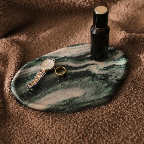Natural Marble Cloud Shape Jewelry Tray, Key Tray For Entryway Table, Jewelry Dish Trinket Tray for Home Décor, Ring Holder for Women Gift - color: Norway Greener