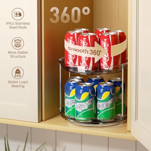 LAMU 2 Pack 2 Tier Lazy Susan Turntable Organizer 9.25'' Rotating Spice Rack Organization for Cabinet, Kitchen, Pantry, Countertop, Bathroom, Vanity, Medicine Cabinet Organizer, Grey - color: Gray, size: 9.25in 2 Pack