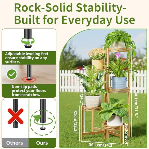 Gold Plant Stand Indoor Outdoor, Corner Metal Flower Pot Stands for Multiple Plants, 5 Tier Heavy Duty Plant Shelf for Patio Garden Balcony Living Room Bedroom - GoldWave - color: GoldWave, size: 5-Tiers
