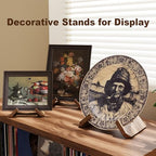 Wooden Plate Stands for Display, Wood Plate Holders for Displaying, Decorative Picture Frame Stand, Easel for Sign, Cookbook, Now Playing Vinyl Record, Recipe Book Holder for Photo, Plaque, Platter