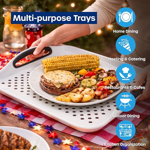 Food Trays for Eating on Couch - 2 Pack - Non Slip Dinner Trays for Eating Set of 2 Non Slip Serving Tray and Food Tray with Handles (Black) - color: Black - 2 Pack
