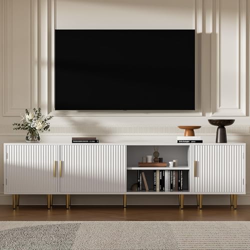 Housoul TV Consoles for Living Room, TV Stand with Storage, Entertainment Center for Up to TV 71",Modern Television Stands,TV Cabinet, TV Table for 50/60/70/80 Inch TV for Living Room, Bedroom, White - color: White, size: 71" L