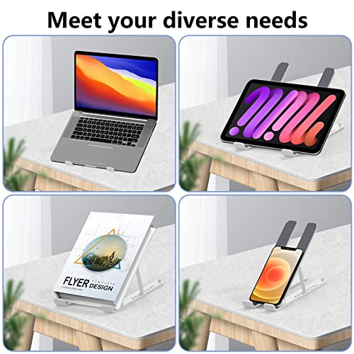 Laptop Stand for Desk, Adjustable Laptop Riser Foldable Portable Laptop Holder, Ventilated Cooling Notebook Stand for 10-15.6” Laptop,Tablet-White - color: White