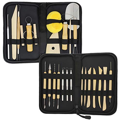 U.S. Art Supply Pottery & Clay Tools Sets (26-Piece) - 12 and 14-Piece Set Include Pottery Tools, Canvas Case for Sculpting, Ceramics, and Easy Storage & Transport - size: 26-Piece with Nylon Cases