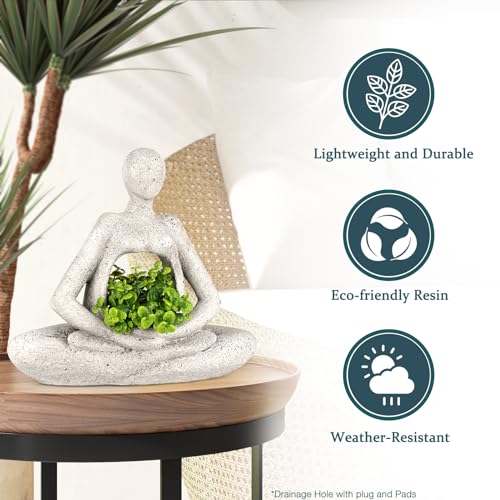 Planters for Outdoor Indoor Plants Succulent Planter Plant Flower Pots Unique Head Face Garden Vase with Drainage Hole Woman Yoga - color: Yoga Woman