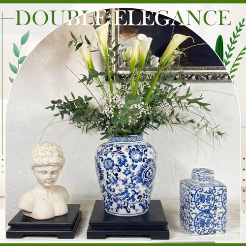 Chunful 2 Pcs Square Wooden Display Stand Wood Vase Display Base Black Pedestal Stand Square Vase Riser for Vases Teapot Trophy Collectibles Aquarium Lamp Home Decoration(7.9 x 7.9 x 2 Inch) - size: 7.9 x 7.9 x 2 Inch
