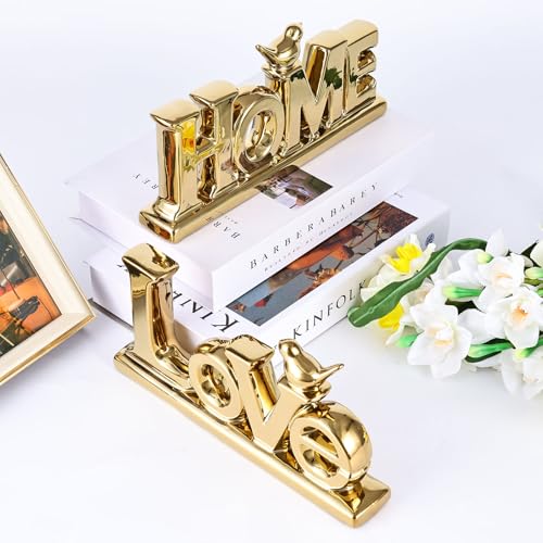 Gold Love Sign Statue - Personalized Home Decor, Bird Sculpture for Living Room, Bedroom, Desktop & Cabinets - color: Gold, style: Home