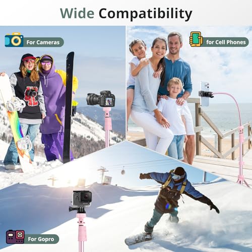 SENSYNE 88" Phone Tripod & Selfie Stick, Extendable Cell Phone Tripod Stand with Wireless Remote and Phone Holder, Pink - color: Pink, size: 88-inch