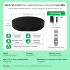 Ultra-Thin&Heavy Duty Remote-Controlled Motorized Turntable,Motorized Rotating Display Stand,Speed-Adjustable Rotating Platform,Human 3D Scan Electric Turntable for Scan,Showcase(19.7in/Black) - size: 19.7inch/Black/600Lbs Load