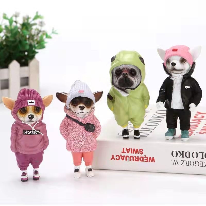 Cute Resin Backpack Dog Statue Crafts Living Room Desktop Decorations,Handmade Casual Small Resin Animal Statue Ornament Home Decor Green - color: Green a