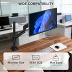WALI Single Monitor Arm 13-33 Inch, Single Monitor Mount, Vesa Desk Mount up to 19.8lbs Single Monitor Stand with Clamp, VESA 75x75mm or 100x100mm Compatibility(GSDM001), Black - size: 13"-33", style: Single Arm