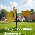 Handmade Metal Rock Band Windmill, Drummer Wind Spinner, Unique Drummer Statue Gift for Music Lovers, Garden Decor for Outside, Windmill for Yard and Garden - size: Medium