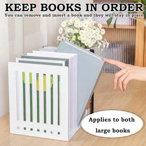 4 Pcs 10 Inch Heavy Duty Bookends Non-Skid Base Large Heavy Duty Book Ends Stopper for Office Books Vinyl Records Shelves Binders (White) - color: White, size: 10 Inch