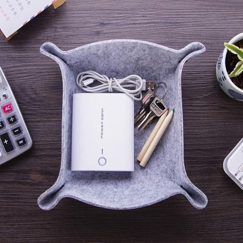 Felt Valet Tray, Fold Felt Desktop Storage Basket Makeup Organizing Basket for Home Office Writing Desk Lovely Caddy Containers (Multi-Color,6-Pack)