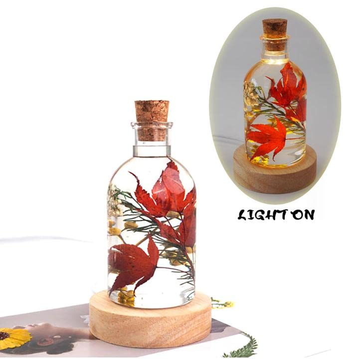 Bottle Resin Silicone Mold with Light Base and 10 PCs Corks Epoxy Resin Casting Mold for Wishing Bottle Crystals Glass Art Decoration - color: Bottle mold with Light base