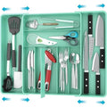 Simple Houseware Expandable Kitchen Drawer Flatware Organizer, Turquoise - color: Turquoise