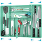 Simple Houseware Expandable Kitchen Drawer Flatware Organizer, Turquoise - color: Turquoise