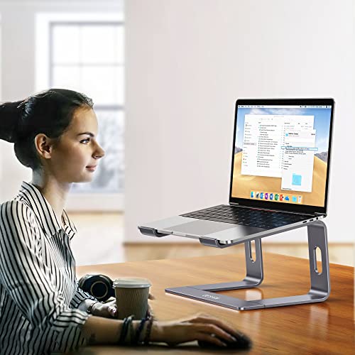 BESIGN LS03 Aluminum Laptop Stand, Ergonomic Detachable Computer Stand, Notebook Holder Compatible with MacBook Air Pro, Dell, HP, Lenovo More 10-15.6" Laptops, Space Gray - color: D-Space Gray