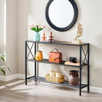 Hoctieon Industrial Console Table, 3 Tier Entryway Table, Hallway Table, Narrow Sofa Table with Shelves, Entrance Table for Entryway, Rustic Brown&Black - color: Rustic Brown & Black