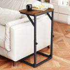 5-Level Adjustable C-Shaped End Table, Small Side Table for Couch, Sofa TV Tray Table for Living Room, Bedroom, Bedside ET-ZA-BRW1 - color: Rustic Brown