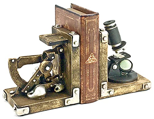 Bellaa 22731 Decorative Bookend Scientist Book Ends Support Bookshelves Science Gift Heavy Duty Non Skid Gold Home Decor 6 Inches