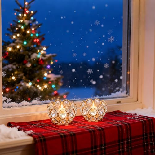 32 Pcs Tea Light Candle Holders Gold Tealight Jewel Stands Crystal Votive Candle Holders for Wedding Party Home Table Centerpiece Decor