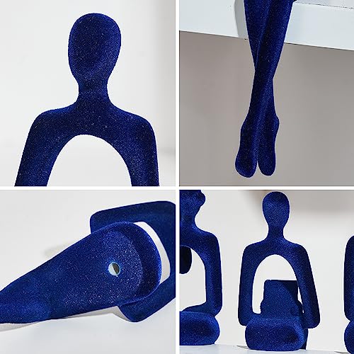 XINXUAN Statue Home Decor - Modern Bookshelf & Desk Decor - 3 Piece Set (Flocking- Blue) - color: Flocking- Blue