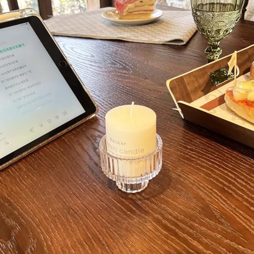 Taper Glass Candlestick Holders Tealight Candle Holders Votive Candle Stick Holder for Table Centerpieces Wedding Decor(6 Pcs, Clear)