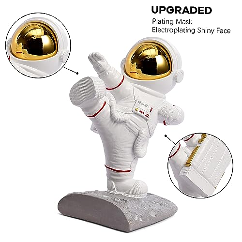 Book Ends for Shelves Decorative, Upgraded Astronaut Bookshelf Stopper Resin Book Shelf End Holders Heavy Duty Bookends for Kids Gifts Cute Spaceman Book Ends for Space Decor(F2-Gold) - color: Astronaut F-gold