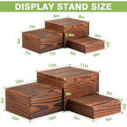 6 Pack Wood Cake Cupcake Stand Buffet Risers, Wooden Display Stand Wood Display Riser, Square Food Display Risers for Party Wedding Birthday Home (6" 7" 8" 9" 10" 11") - color: Brown 6pcs (6" 7" 8" 9" 10" 11")