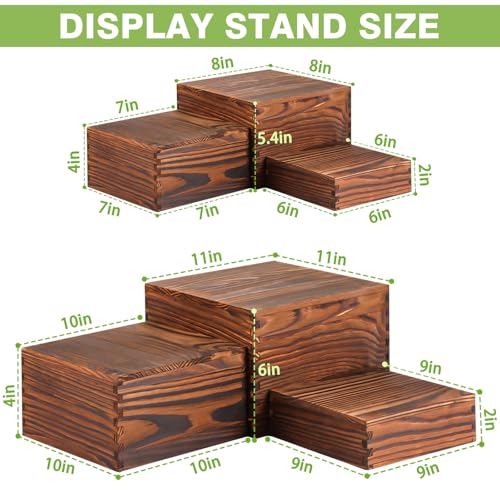 6 Pack Wood Cake Cupcake Stand Buffet Risers, Wooden Display Stand Wood Display Riser, Square Food Display Risers for Party Wedding Birthday Home (6" 7" 8" 9" 10" 11") - color: Brown 6pcs (6" 7" 8" 9" 10" 11")