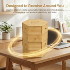 360° Rotatable Bamboo Desktop Organizer, Large Capacity Cosmetic & Jewelry Storage for Makeup Serum, Diamond, Easy Setup No Assembly (9)