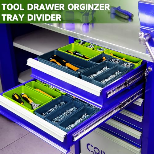 Tool Box Organizer Tray, Toolbox Desk Drawer Organizer, Tool Box Tray, Toolbox Organization Storage for Rolling Tool Chest (60PCS (Blue+Green)) - color: 60PCS (Blue+Green)