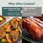 Ultra Cuisine Oven-Safe, Dishwasher-Safe 100% Stainless Steel Cooling & Baking Rack Set - Jelly Roll Sheet Pan Size - Heavy Duty - 10 x 14.7" - Set of 2 - Wire Cooling Racks for Baking & Cooking - size: 10.0" x 14.75" 2-Pack