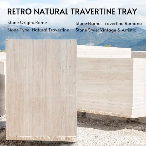Koville Marble Square Book Ends, Heavy Duty Book Holders, Bookends for Shelves, Office Bookshelf Decor for CDs/Video Games(Travertino Romano)