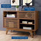 Modway Render Mid-Century Modern Two-Tier Display Stand in Walnut - color: Walnut