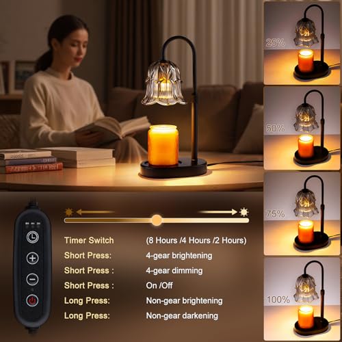 Candle Warmer Lamp Adjustable Timer Electric－ Gray Flower Shaped Wax Melting Lamp - color: Gray
