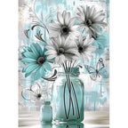 Amz Camel Diamond Painting Kit, 30x40cm White Flowers in Vase Still Life Art, Elegant Round Drill DIY Craft, Minimalist Home Decor Gift